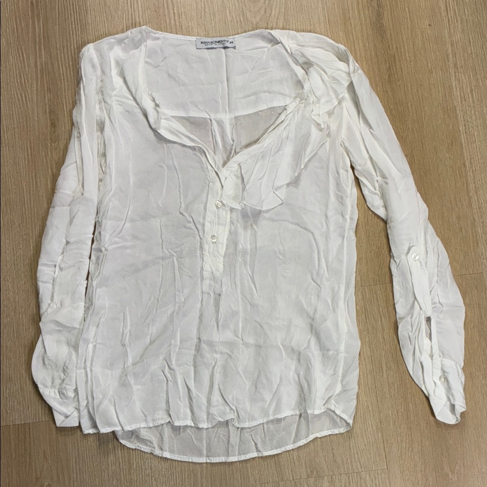 Rinascimento Cream Ruffle Blouse